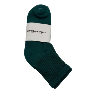 Calcetín American Trench Retro Cuarto Sólido Crew Verde Abeto NUEVO Foto 1 de 2