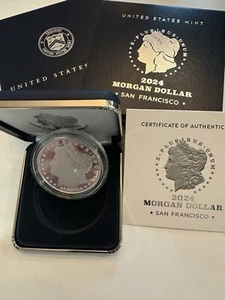 2024 S MORGAN SILVER DOLLAR 99.9% SILVER PROOF. ( SAN FRANCISCO MINT ). OGP+COA - Picture 1 of 17