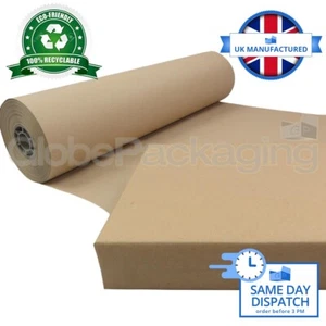 STRONG 100% RECYCLED BROWN KRAFT WRAPPING PAPER ROLLS 90gsm PACKING PACKAGING - Picture 1 of 35