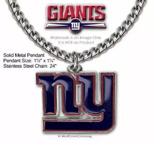 LARGE New York GIANTS NECKLACE Stainless Steel Chain - Football Sports NFL - Picture 1 of 12