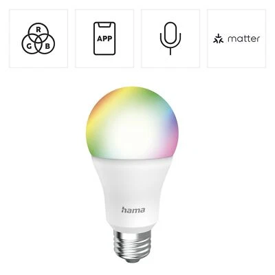 Hama WLAN LED-Lampe E27 9W Birne Dimmbar RGBW Matter App-Steuerung Alexa Google - Bild 1 von 4