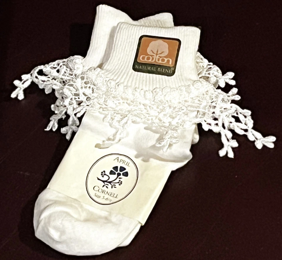 New Vintage White April Cornell Lace Socks Size 5-6 1/2 NWT - Image 1 of 1