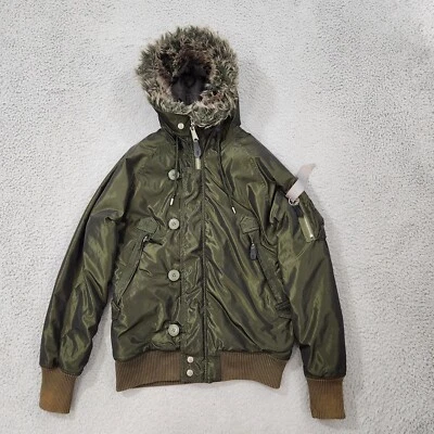 Chaqueta Alpha Industries Mujer Extra Pequeña Verde Volando Pesada Adjunta Capucha Artic Foto 1 de 4