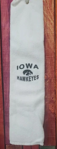 Vintage White Iowa Hawkeyes Golfbag Towel 15.5 X 25" Cover