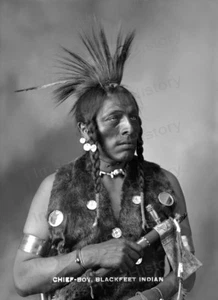 Impresión 8x10 Blackfoot Indian CVA Chief Boy Blackfeet Indian #BFI - Imagen 1 de 1