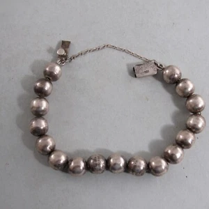 Brazalete Vintage Plata de Ley 925 10mm Bola Cuentas 7" México 32G - Imagen 1 de 3