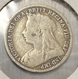 1897 Great Britain Threepence Nice Original VG KM-777 CHRC - Picture 1 of 2