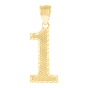 10Kt Yellow Gold Unisex Number 1 Nugget Charm Pendant - Picture 1 of 1
