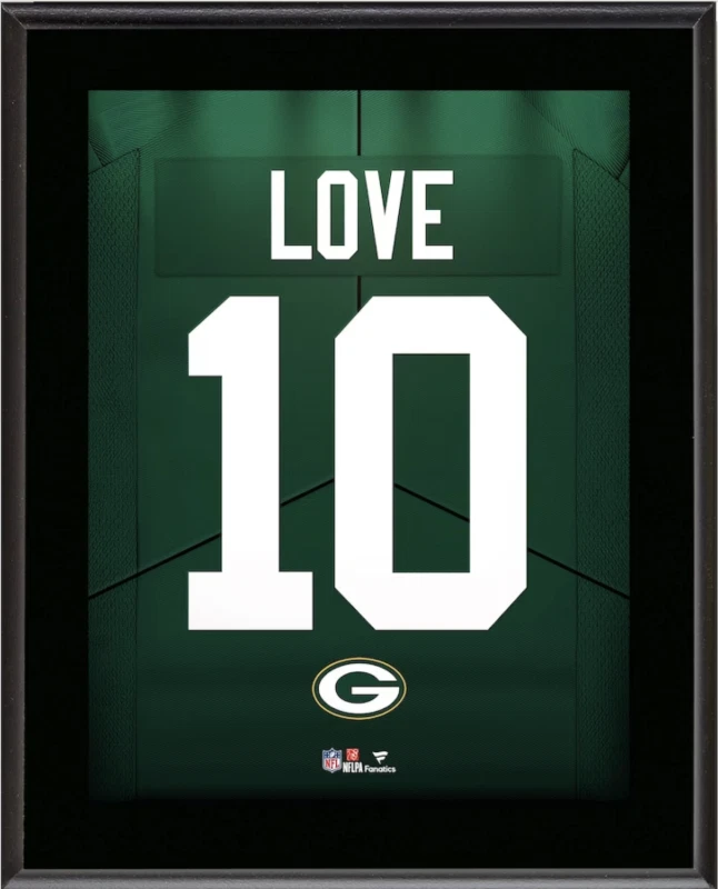 Jordan Love Packers 10.5" x 13" Jersey Estilo Número "10" Placa Sublimada Foto 1 de 1