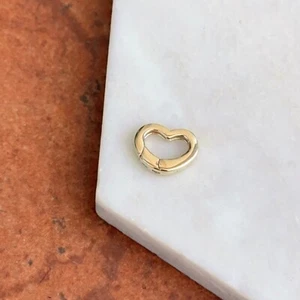 14KT Yellow Gold Open Heart Push-In Clasp Enhancer Extender Pendant Hanger New - Picture 1 of 8