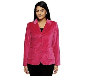 Chaqueta Blazer Denim & Co 1X Púrpura Oscuro Pana 3 Botones - Imagen 1 de 5
