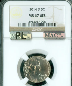 2014 D JEFFERSON NICKEL NGC MS67 FS MAC PL PQ 2ND FINEST GRADE MAC SPOTLESS . - Picture 1 of 2