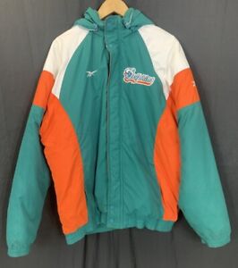 🔥Vintage 90's NFL Miami Dolphins Reebok Pro Line Puffer Jacket Men’s Size 2XL🔥