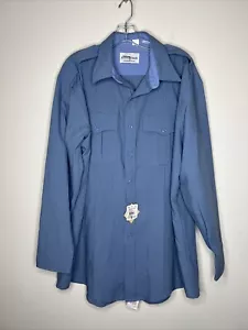 Flying Cross Men’s Long Sleeve Uniform Shirt Size 18 35 Blue Button Up Collar - Picture 1 of 6