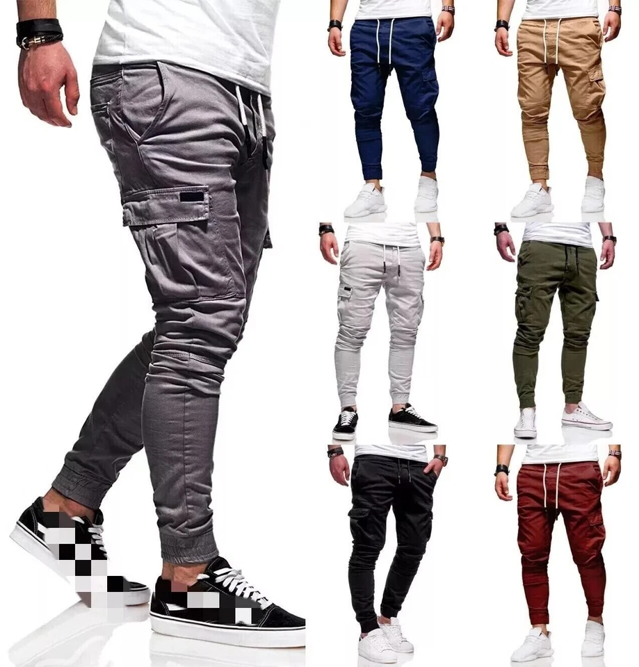 Pantaloni cargo chino da uomo nuovi jogger jeans pantaloni cargo pantaloni da jogging elasticizzati pants - Immagine 1 di 1