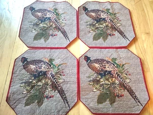 Juego de 4 manteles de faisán hechos a mano 14,5' x 14,5" - Imagen 1 de 5