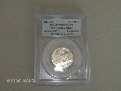 2001 Silver North Carolina PCGS PF69 DeepCameo State Quarter (Series/Coin Label) - Image 1 of 2