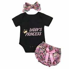 3PCS Newborn Kids Baby Girl Outfits Clothes Romper Bodysuit+Tutu Pants Dress Set
