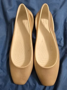 CROCS Sloane Metallic Square Toe Ballet Flats Champagne Women’s Size 9 - Picture 1 of 6