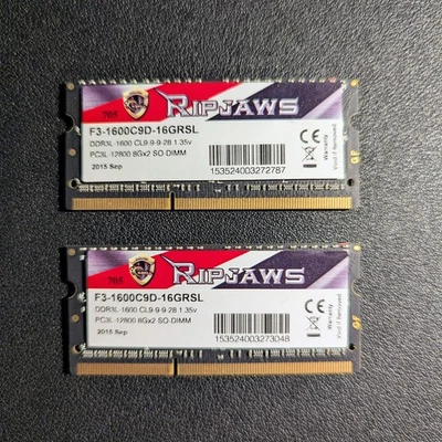 G. SKILL Ripjaws Series 16 GB (2 x 8 GB) DDR3 1600 (PC3L 12800) 204 pines de memoria Foto 1 de 2