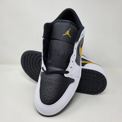 Nike Air Jordan 1 низкие белые черные металлик золотистые 553558-172 мужские размер 11,5 - Изображение 1 из 4