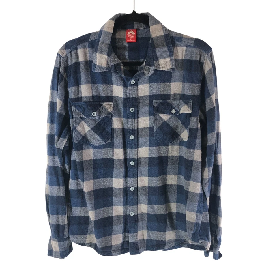 Camisa de franela Eastern Mountain Sports EMS para hombre bolsillos en el pecho a cuadros azul gris M Foto 1 de 3