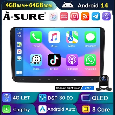 8Core 4+64G Android 14 Autoradio CarPlay Navi für VW Golf 5 6 Touran Caddy Jetta - Bild 1 von 4