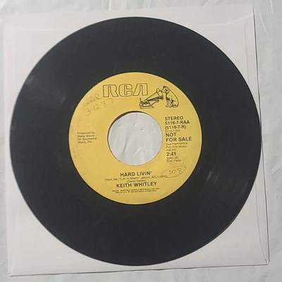 Keith Whitley ~ Hard Livin'/ Same ~ RCA Promo 45 RPM Record - Image 1 of 4