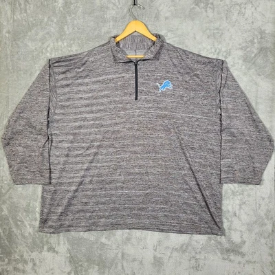 Detroit Lions Pullover Jacket Mens 4XL Gray Quarter Zip NFL Football Long Sleeve - Image 1 of 4