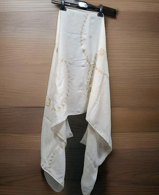 LOUIS VUITTON LV Monograma Marfil Dorado Brillante Seda Bufanda Chal Envoltura Estola 185 73" Foto 1 de 4