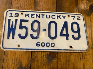 Vintage 1972 Kentucky License Plate W59-049 - Picture 1 of 2