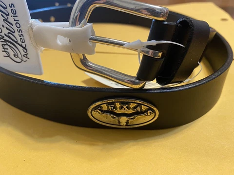 Black Genuine Leather Belt with UT University of Texas Longhorns Conchos Size 46 Cover