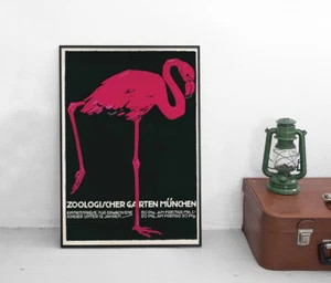 Poster Flamingo Zoologischer Garten München Zoo - Ludwig Hohlwein Vintage - Bild 1 von 3