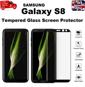 Full Bubble Free Tempered Glass Film Screen Saver For Samsung Galaxy S8 BLACK - Picture 1 of 12