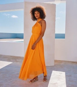 * BNWT Et Vous Orange Cross Front Maxi Dress Wedding Party Holiday (ST98)