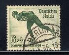 1936 Stamp Germany Mi 600  Sc B79   3rd Reich Winter War Olympics Skate ⛸️