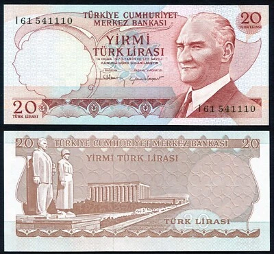 Turkey 20 lira 1974 President Kemal Ataturk P187b Brown Signature UNC - Image 1 of 4