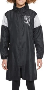 Nike Air Longline Hooded Woven Girls Jacket Coat Size XS Age 6-8 Years Black - Picture 1 of 6