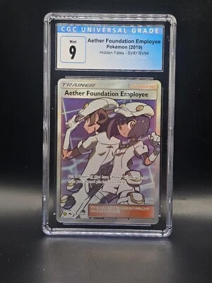 CGC 9 Aether Foundation Employee Full Art Trainer Hidden Fates Pokemon Card SV81 - Image 1 of 2
