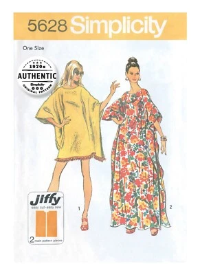 SIMPLICITY 5628 MISSES 1970'S VINTAGE JIFFY CAFTAN Sewing pattern SIzes S-M-L-XL - Image 1 of 3