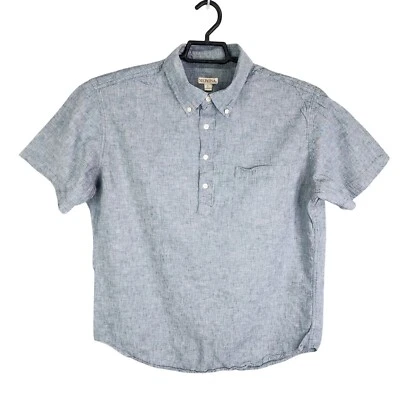 Mens Blue Merona Shirt Button Up Short Sleeve Linen Blend Size L - Image 1 of 4