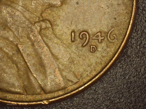1946 D Wheat Penny DDO&DDR Toned Uncirculated Condition Strong Doubling Cover