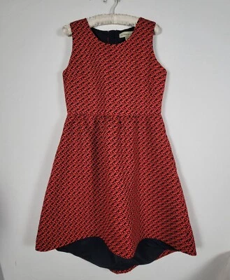 Vestido Lili Wang For Lili's Closet Rojo Azul Marino Texturizado Sin Mangas Línea A Talla 12 Foto 1 de 4