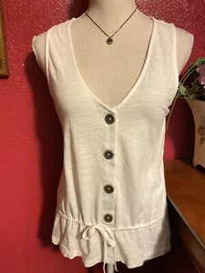 Woman’s Top by Sanctuary Lovely Ivory Tank with Contrasting Buttons Sz S - Picture 1 of 4