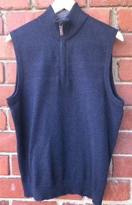 Roundtree Yorke Mens Sz S Small Half Zip Cotton Sweater Vest Navy Blue - Image 1 of 4