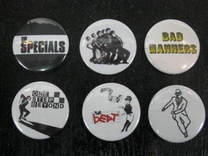 Juego de 6 insignias de pin retro Ska de calidad - especiales, locura, malos modales, ritmo, etc. - Imagen 1 de 2