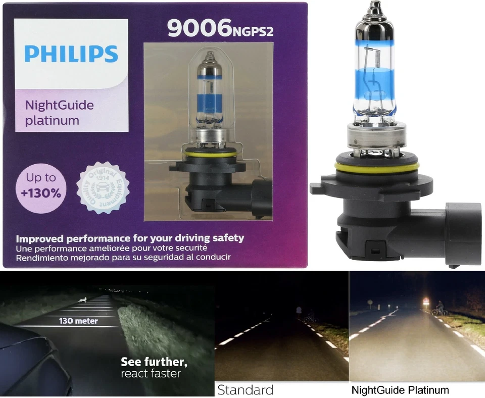 Philips Night Guide Platinum 9006 55W Two Bulbs Head Light Low Beam Replacement - Image 1 of 4