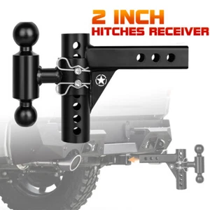12500lbs Adjustable 5" Drop/6" Rise Dual Ball Trailer Towing Hitch 2" & 2-5/16" - Picture 1 of 12