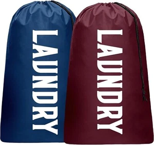 2 Pack Large Travel Laundry Bag, Dirty Clothes Travel Bag with Drawstring, Heavy - Picture 1 of 7