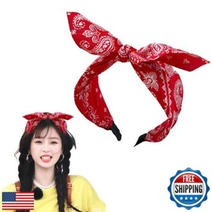 Womens Bandana Headband with Bow Head Wrap for Women Red Knot Headband Hair B - Picture 1 of 5